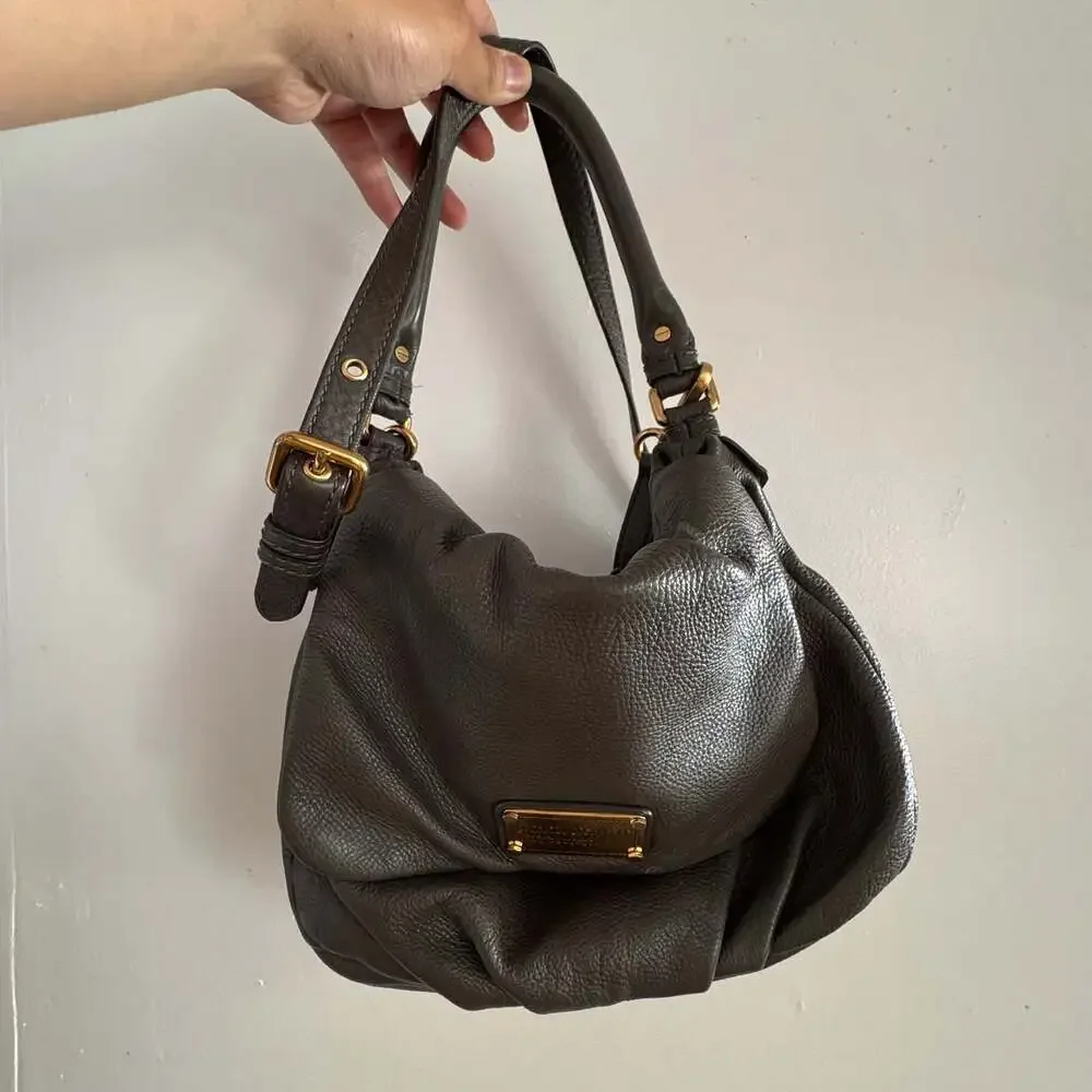 Marc by Marc Jacobs Lil Ukita Crossbody Shoulder Bag Gray Pebbled Leather